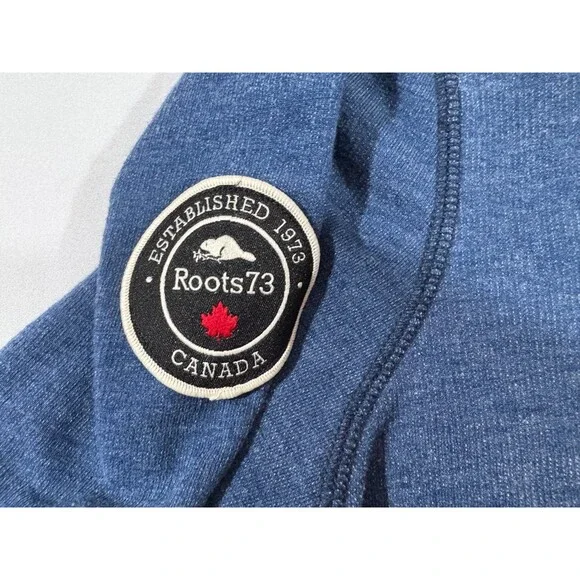 Roots 73 Hoodie Sweatshirt Womens Pullover Henley Button Cotton Poly Blue Sz M - Picture 4 of 11